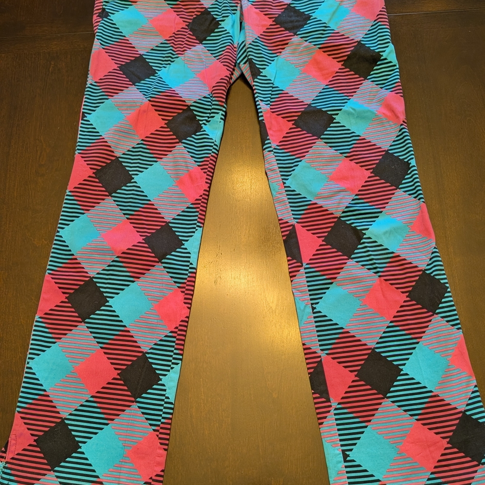 Loudmouth Vibrant Plaid Pants in Pink, Blue, and Black
